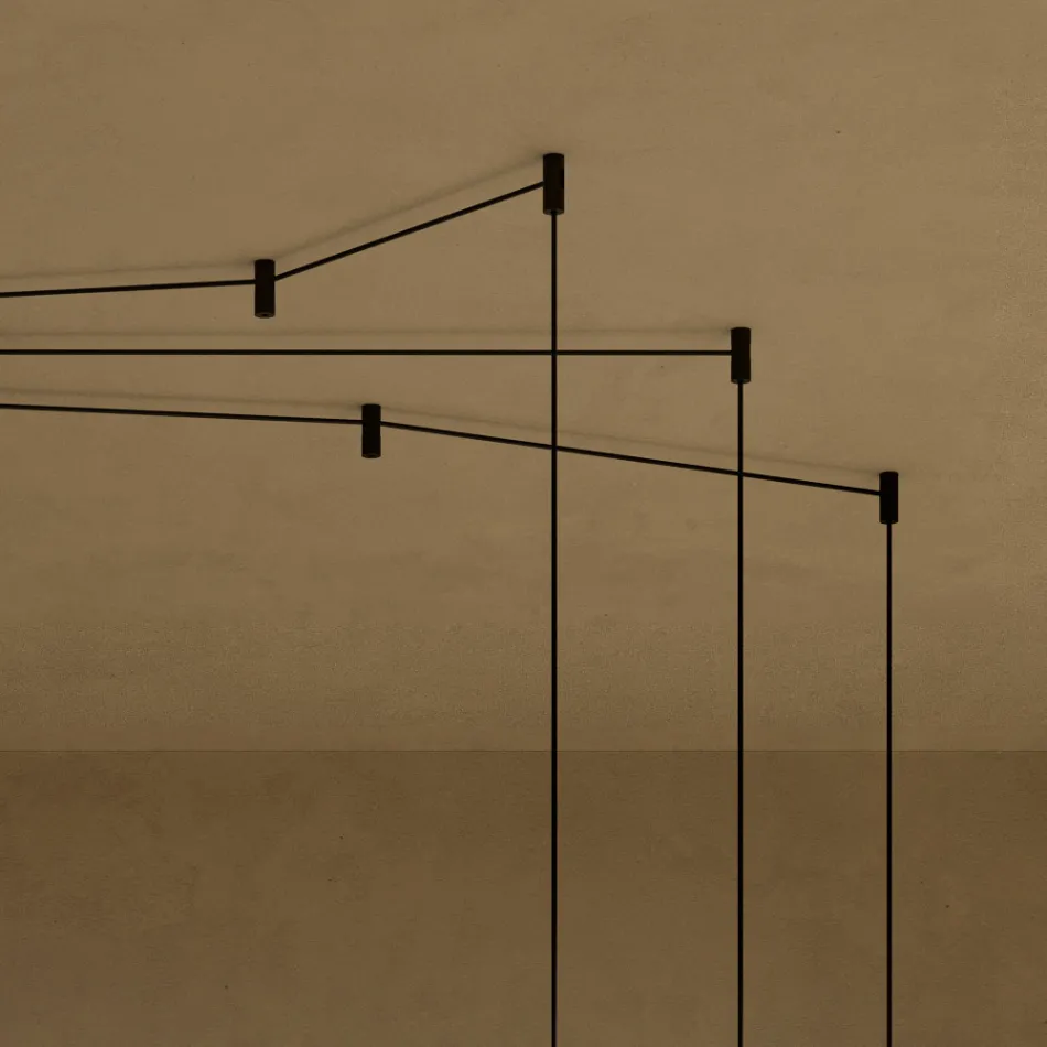 Lámpara de araña con cilindros de cristal Canneté, fabricada en Italia - Oris Viadurini