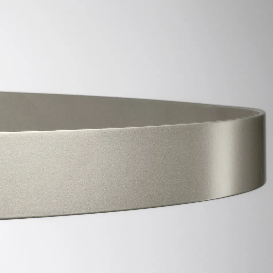 Lámpara de araña con cuerpo de cristal y 6 círculos de aluminio - Clara Viadurini