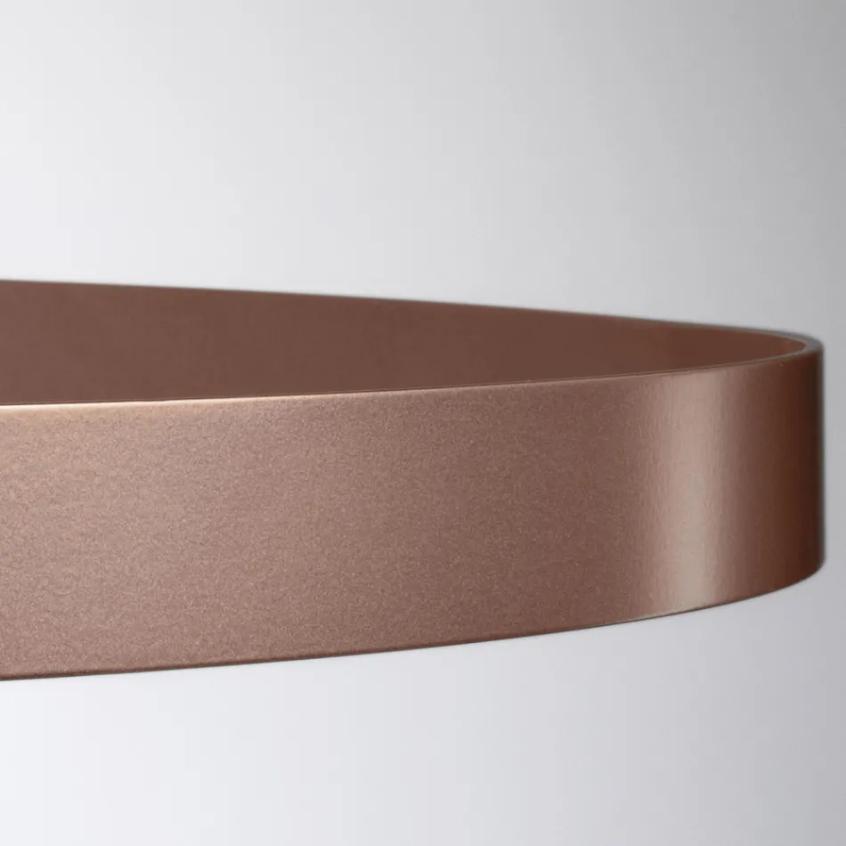 Lámpara de araña con cuerpo de cristal y 6 círculos de aluminio - Clara Viadurini