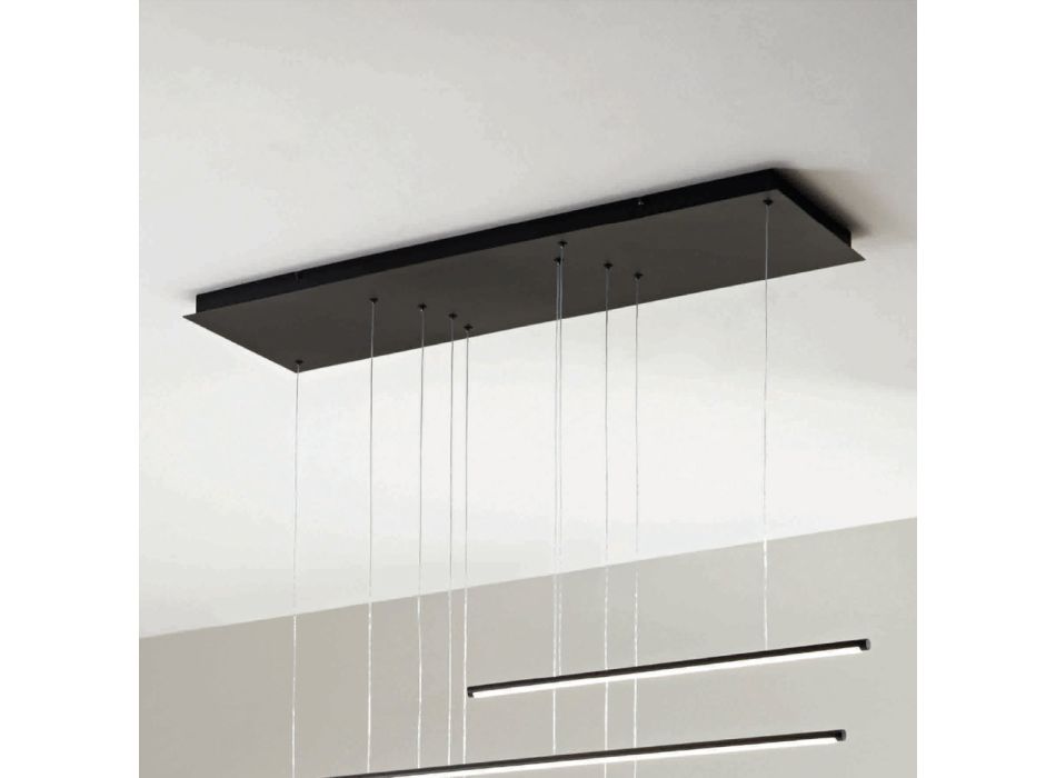 Lámpara de araña con luces LED horizontales en metal y cables ajustables - Naranja Viadurini