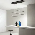 Lámpara de araña con luces LED horizontales en metal y cables ajustables - Naranja Viadurini