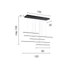 Lámpara de araña con luces LED horizontales en metal y cables ajustables - Naranja Viadurini