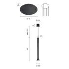 Lámpara de araña con estructura de metal pintado de negro y cables ajustables - Abedul Viadurini