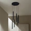 Lámpara de araña con estructura de metal pintado de negro y cables ajustables - Abedul