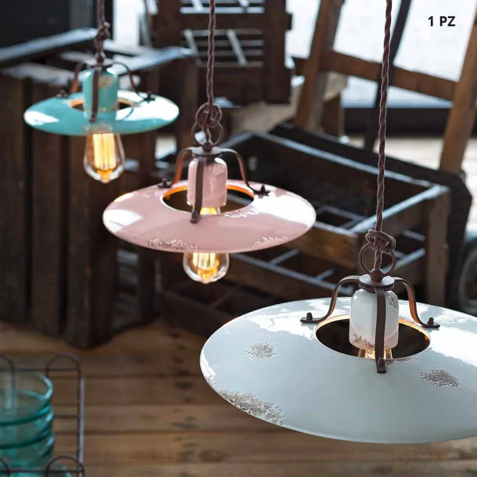 país Lámpara en cerámica y metal Monica Ferroluce Viadurini