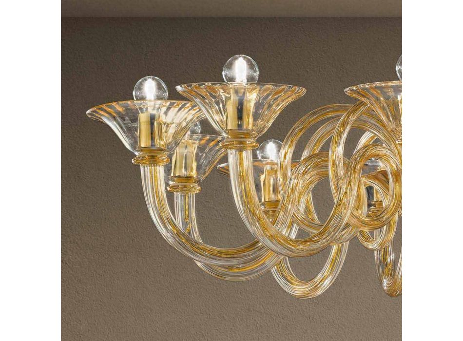 Araña de 12 luces hecha a mano de vidrio veneciano Made in Italy - Margherita Viadurini