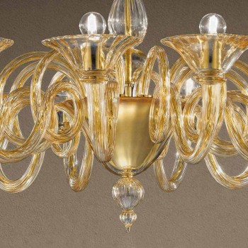 Araña de 12 luces hecha a mano de vidrio veneciano Made in Italy - Margherita