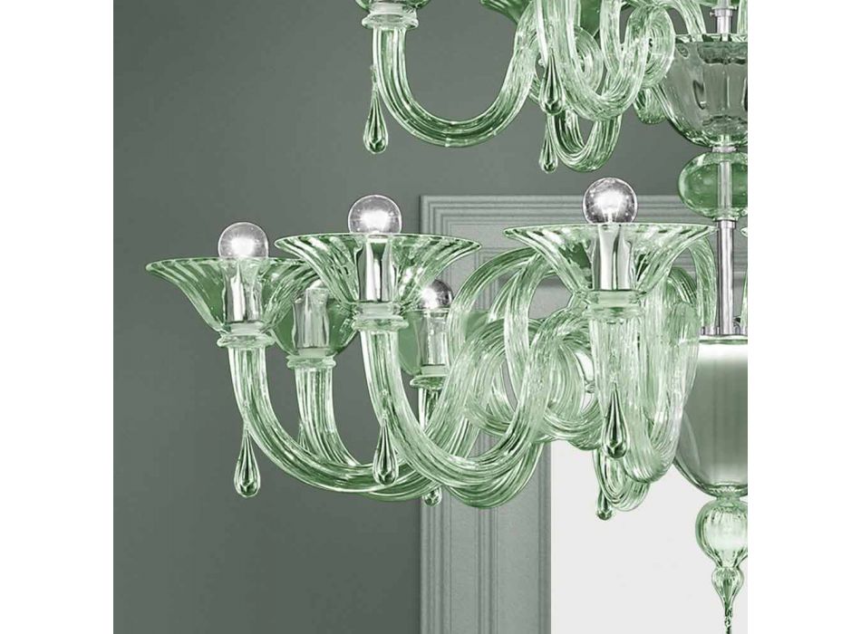 Araña de cristal veneciano de 18 luces hecha a mano en Italia - Margherita