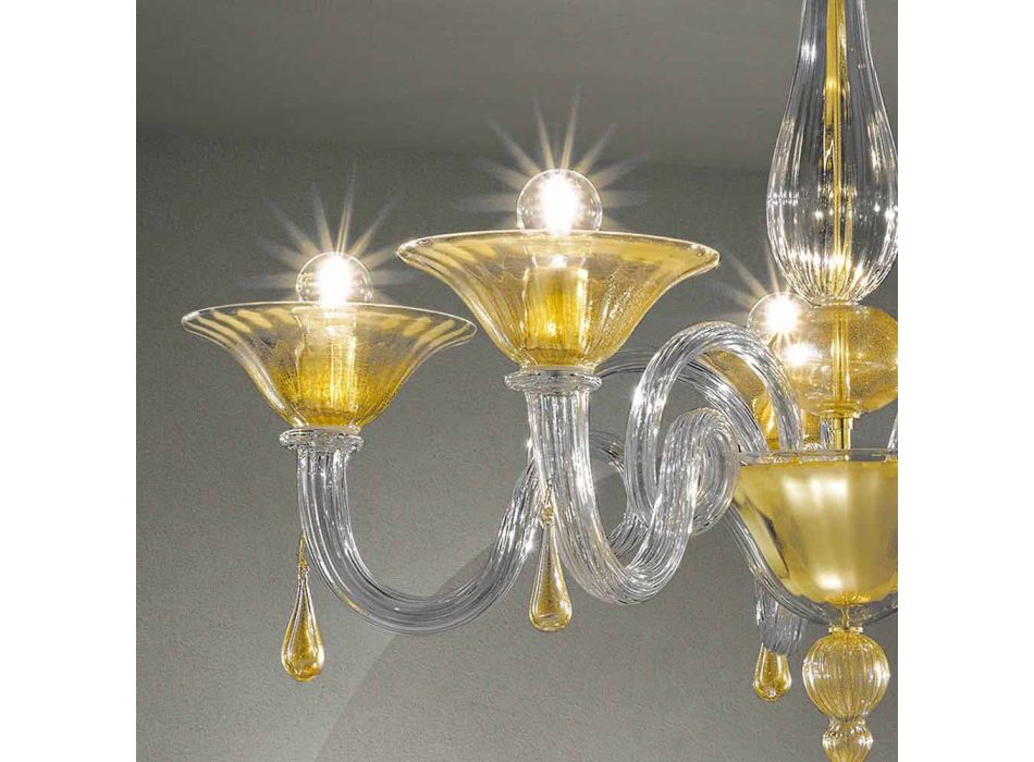 Araña de cristal Venecia de 5 luces, hecha a mano en Italia - Margherita Viadurini