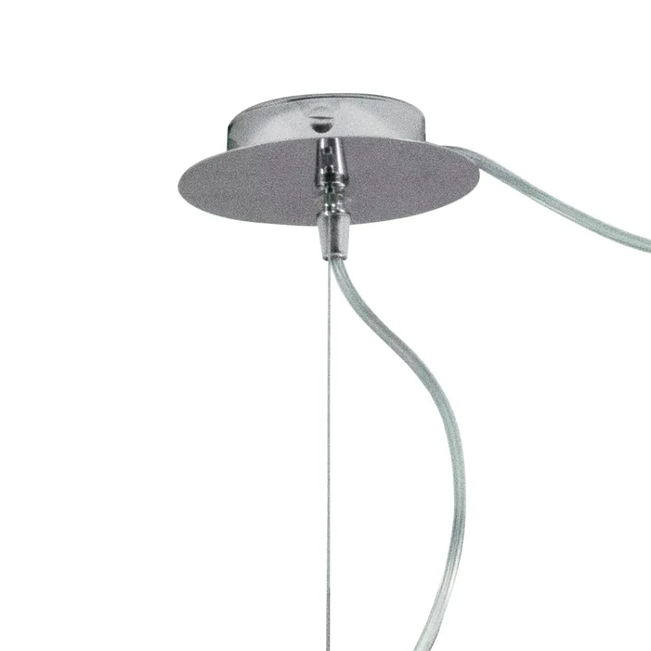 Lámpara de araña descentralizada de dos luces en cristal artesanal fabricado en Italia - Soffio Viadurini
