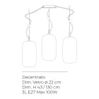 Lámpara de araña veneciana descentralizada de tres luces, fabricada en Italia - Soffio Viadurini