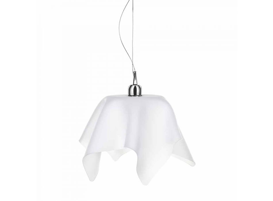 Araña de diseño blanca satinada con cortinas Dafne fabricada en Italia