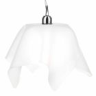 Araña de diseño blanca satinada con cortinas Dafne fabricada en Italia Viadurini