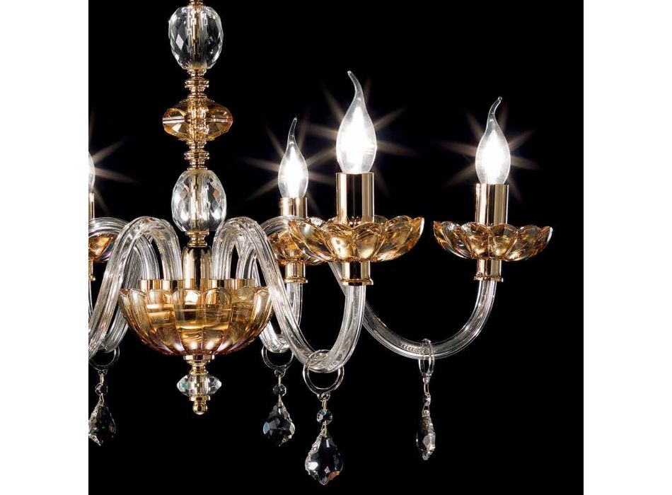 Chandelier diseño clásico con luces 6 de vidrio y cristal fino Viadurini