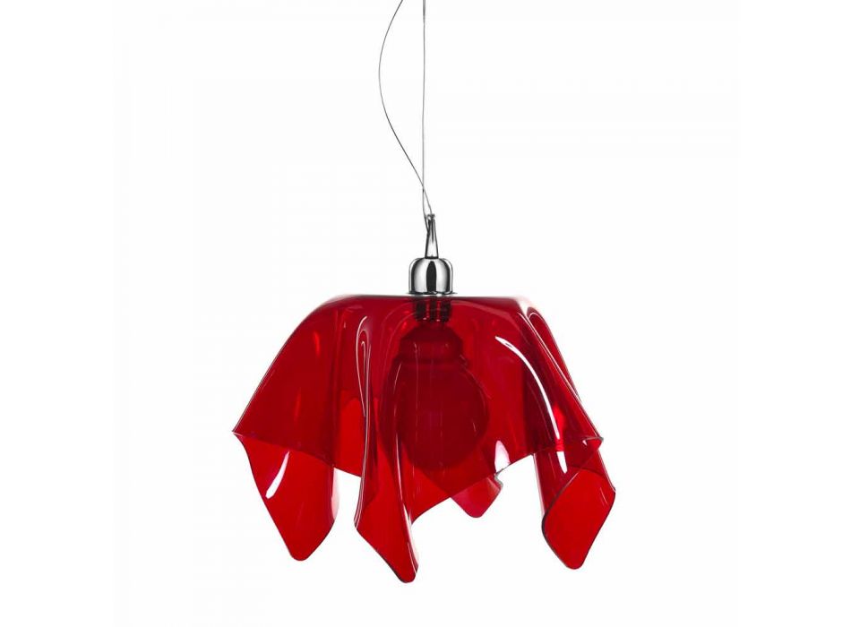 Araña de diseño transparente rojo con cortinas Dafne made in Italy