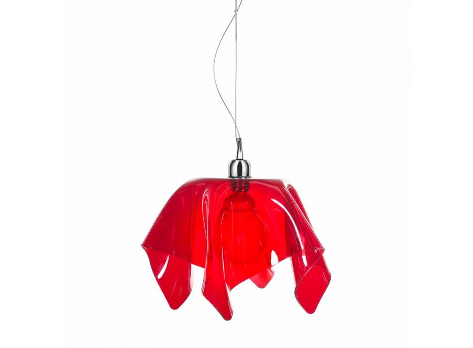 Araña de diseño transparente rojo con cortinas Dafne made in Italy