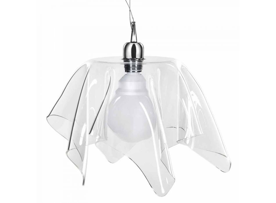 Araña de diseño transparente con Daphne drapeado hecho en Italia Viadurini