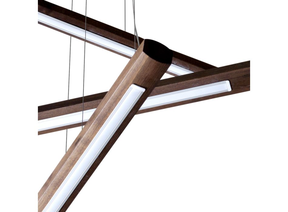 Una araña de diseño de 4 piezas en madera Grilli York hecha en Italia Viadurini