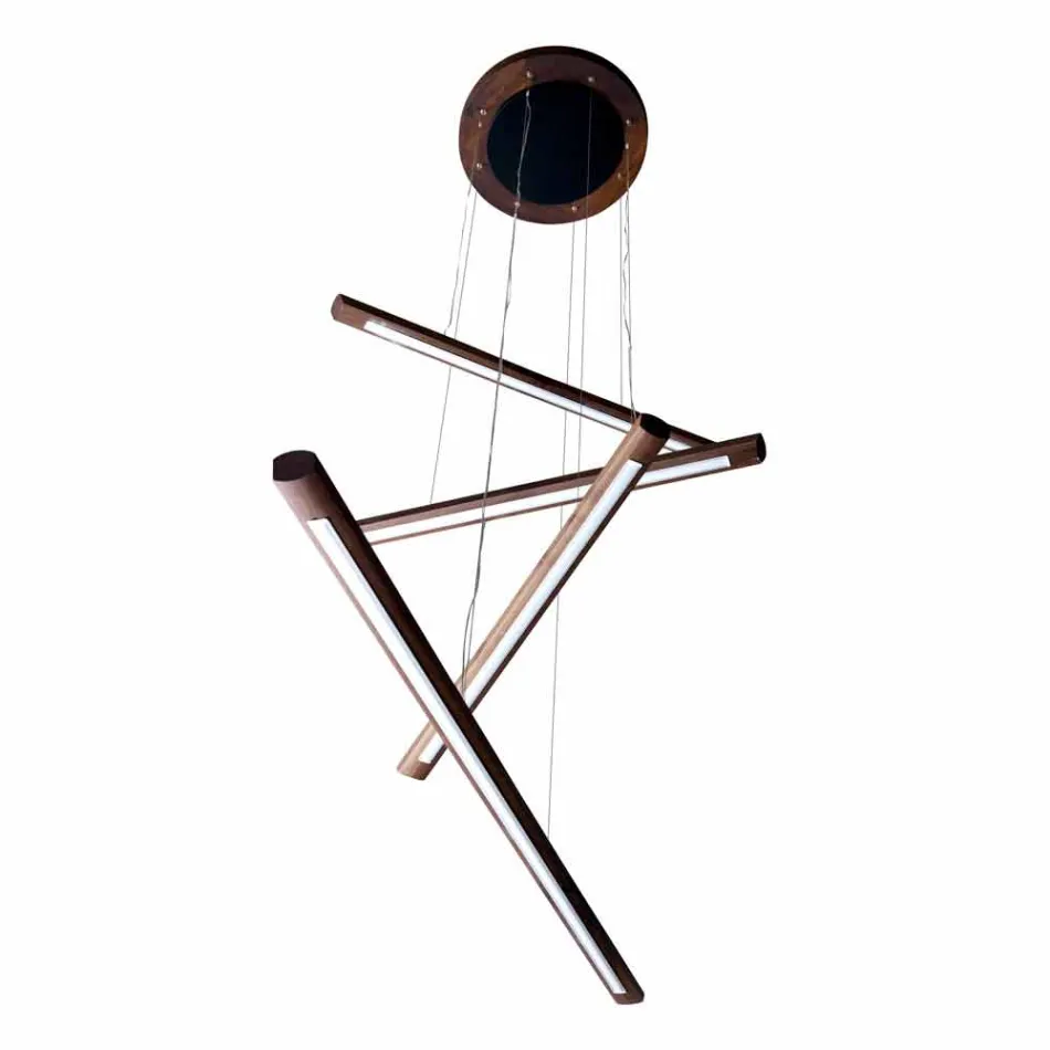 Una araña de diseño de 4 piezas en madera Grilli York hecha en Italia Viadurini