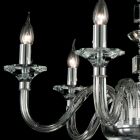 Diseño Lámpara 6 luces vidrio y cristal Ivy, fabricado en Italia Viadurini