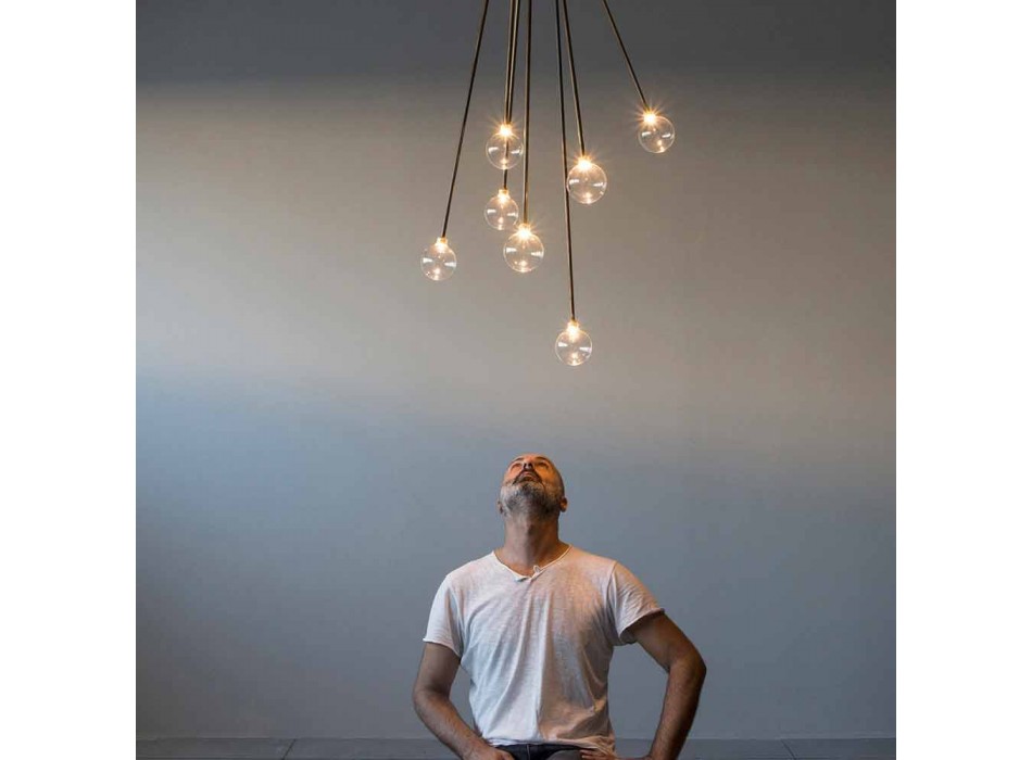Araña de diseño de hierro hecha a mano con 7 luces Made in Italy - Ombro