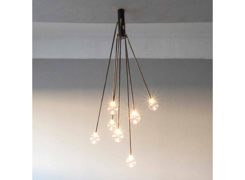 Araña de diseño de hierro hecha a mano con 7 luces Made in Italy - Ombro Viadurini