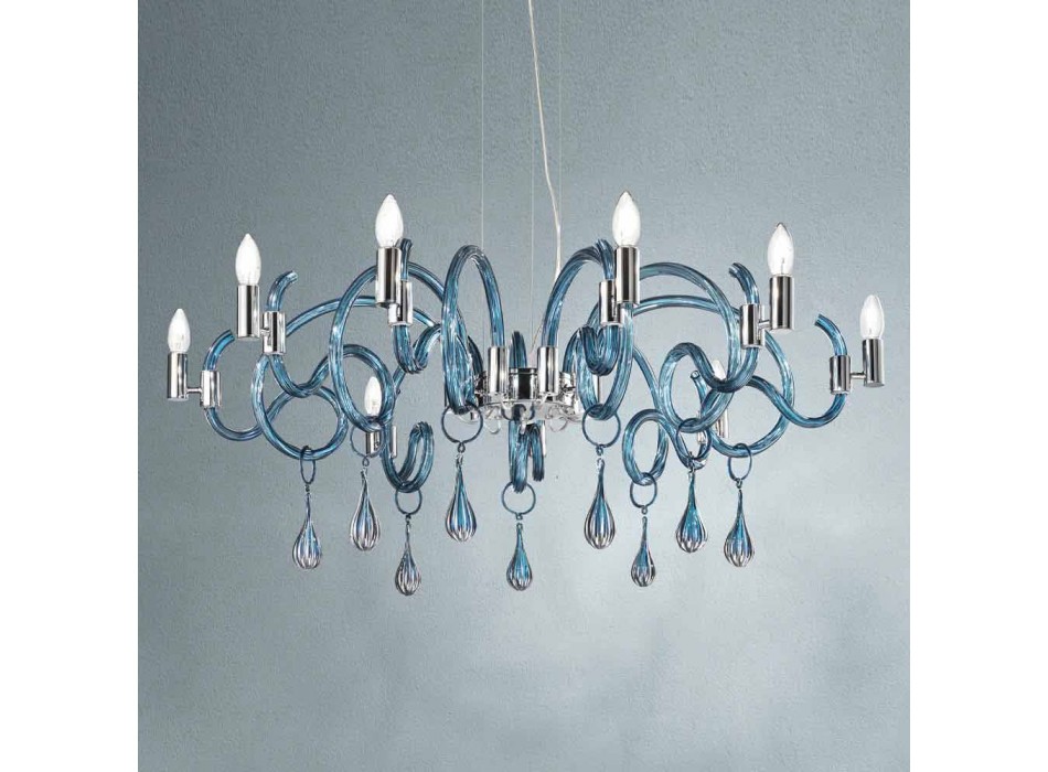 Araña de luces de 9 luces hecha a mano en vidrio veneciano Made in Italy - Bernadette Viadurini