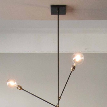 Araña de luces de hierro hecha a mano con elementos ajustables Made in Italy - Ondina