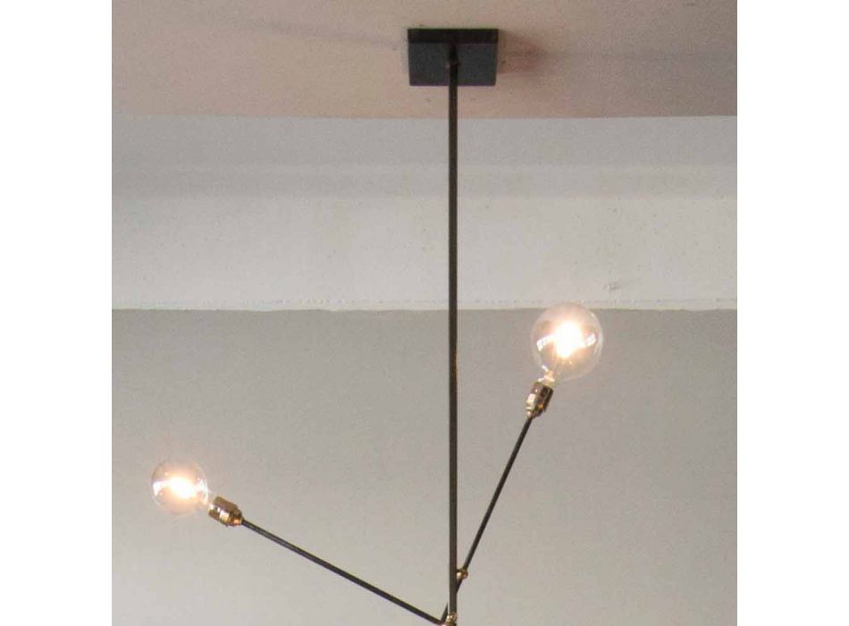 Araña de luces de hierro hecha a mano con elementos ajustables Made in Italy - Ondina Viadurini