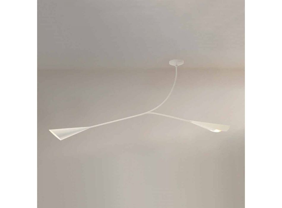 Araña de luces hecha a mano de acero pintado en blanco Made in Italy - Elica Viadurini