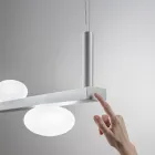 Lámpara de araña de aluminio con luz de vidrio soplado blanco - Alma Viadurini
