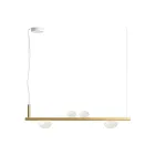 Lámpara de araña de aluminio con luz de vidrio soplado blanco - Alma Viadurini