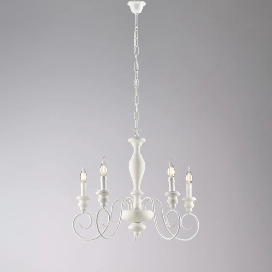 Lámpara de araña de madera y hierro lacado de fabricación italiana para decoración de interiores - Toscana Viadurini