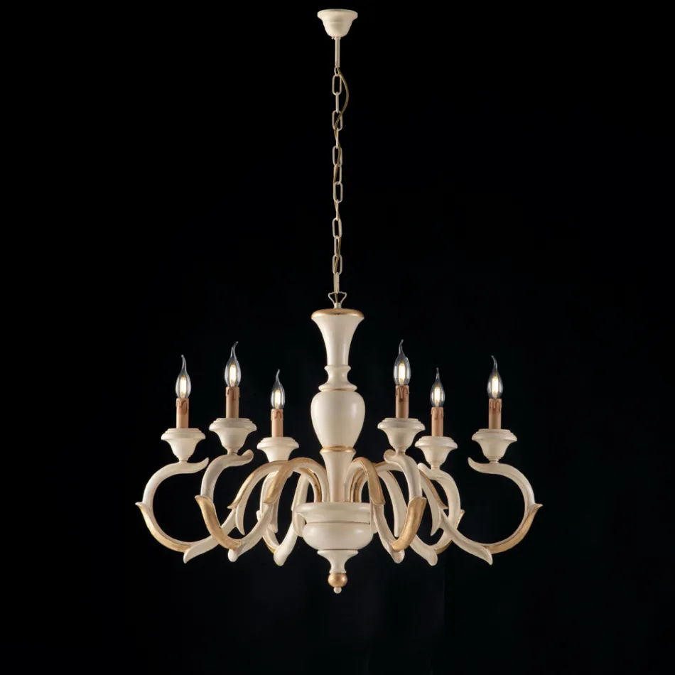 Lámpara de araña de madera fabricada en Italia para decoración de interiores - Florencia Viadurini