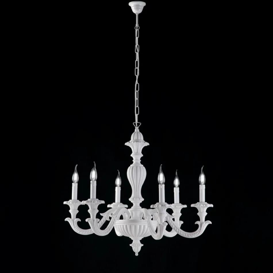 Lámpara de araña de madera para decoración de interiores, fabricada en Italia - Milán Viadurini