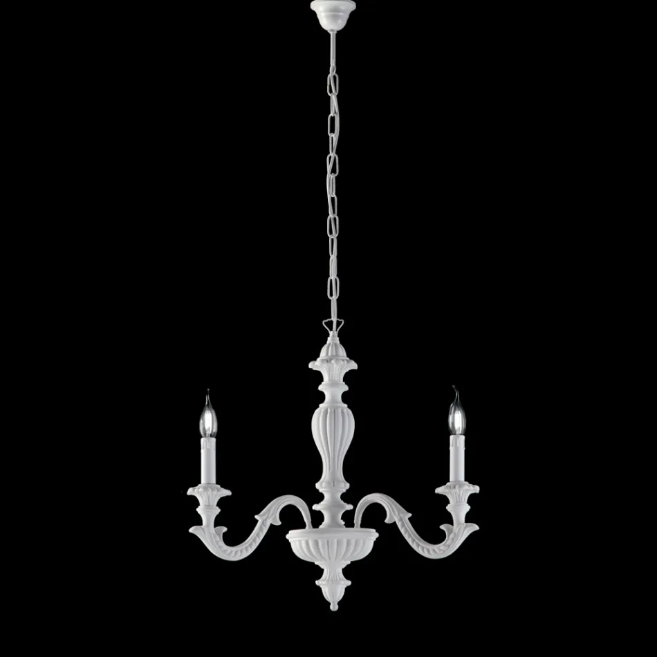 Lámpara de araña de madera para decoración de interiores, fabricada en Italia - Milán Viadurini