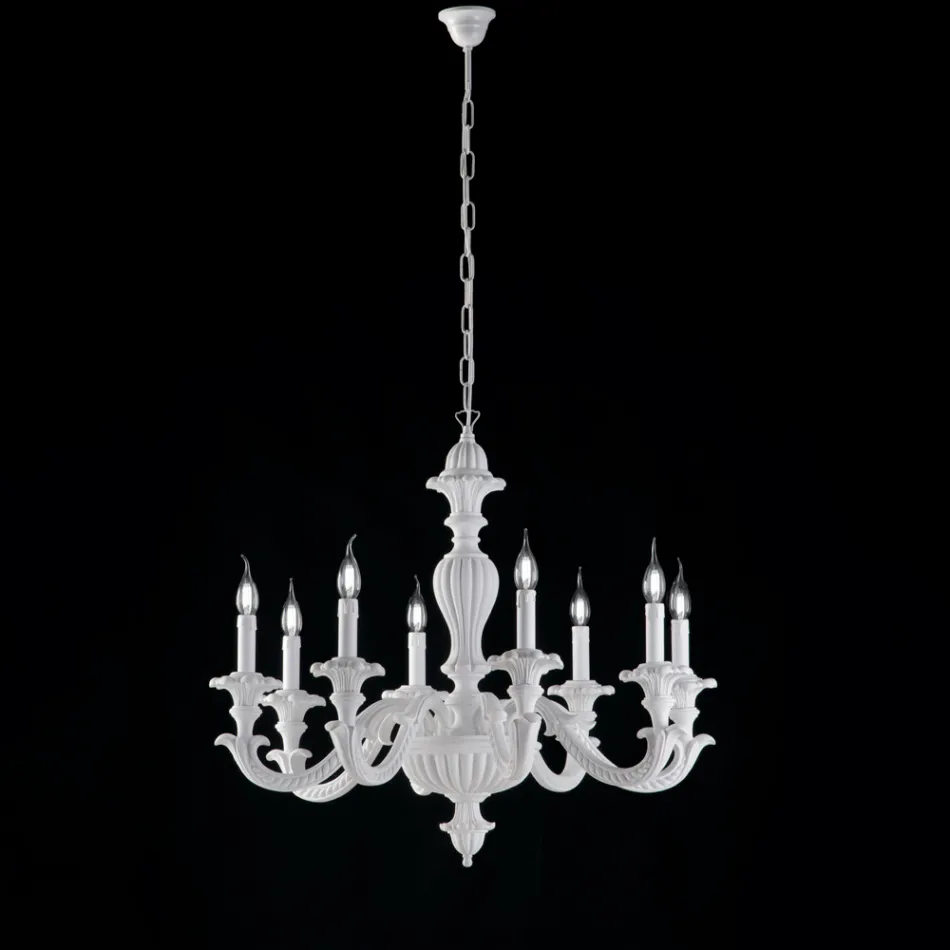 Lámpara de araña de madera para decoración de interiores, fabricada en Italia - Milán Viadurini