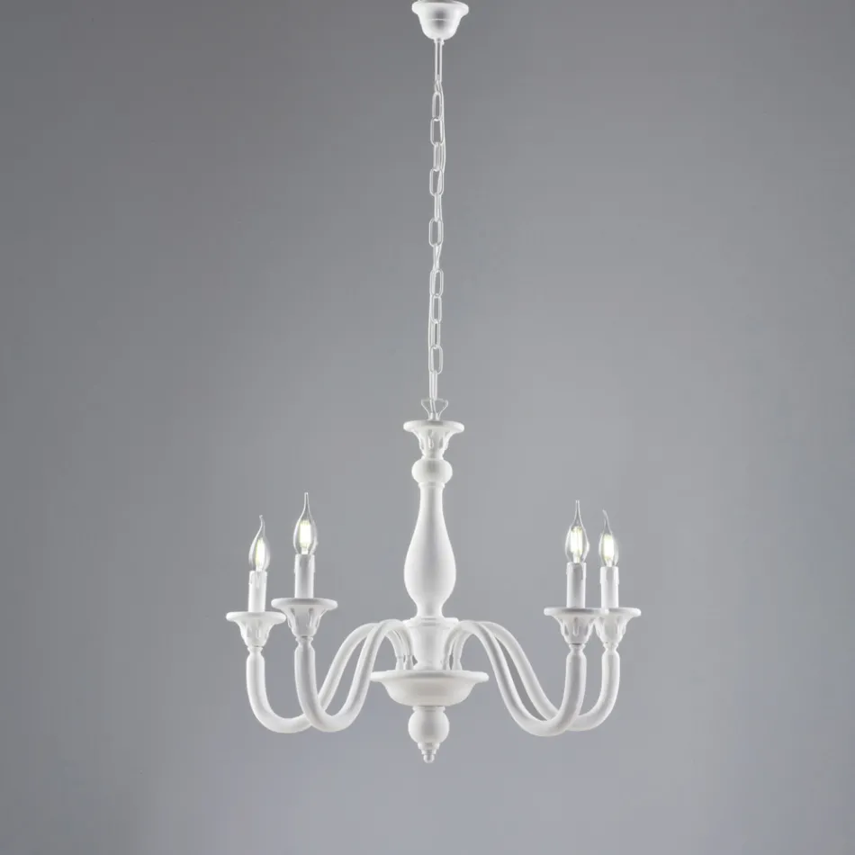 Lámpara de araña de madera para decoración de interiores, fabricada en Italia - Siena Viadurini