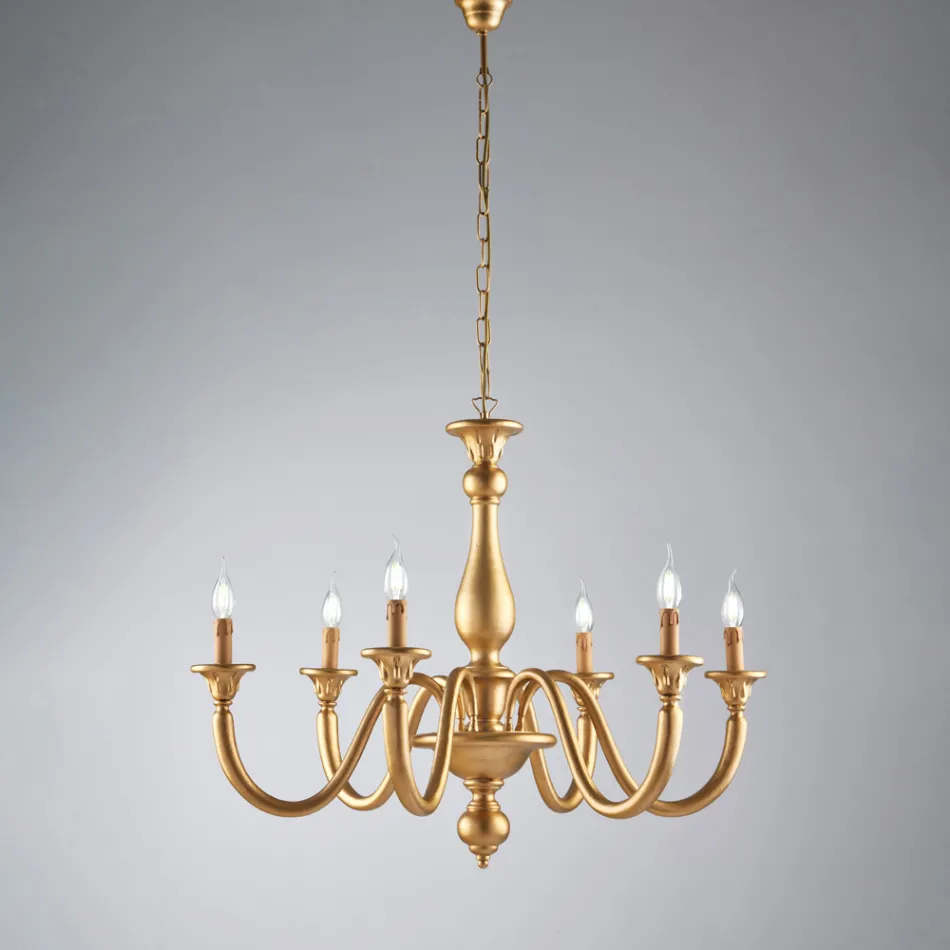 Lámpara de araña de madera para decoración de interiores, fabricada en Italia - Siena Viadurini