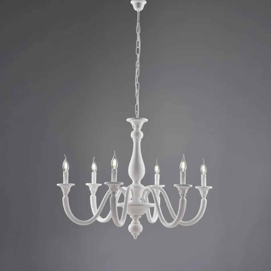 Lámpara de araña de madera para decoración de interiores, fabricada en Italia - Siena Viadurini