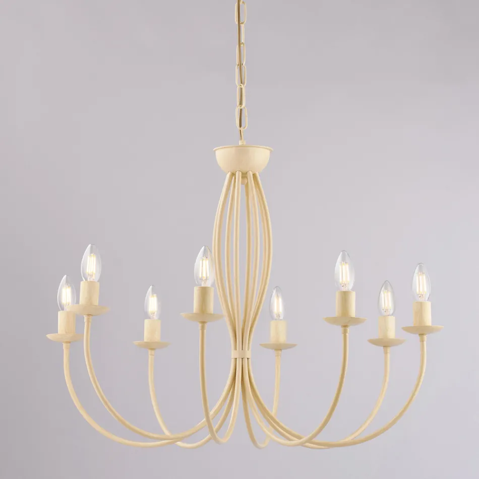 Lámpara de araña de metal blanco para iluminar espacios refinados – Roccia Viadurini