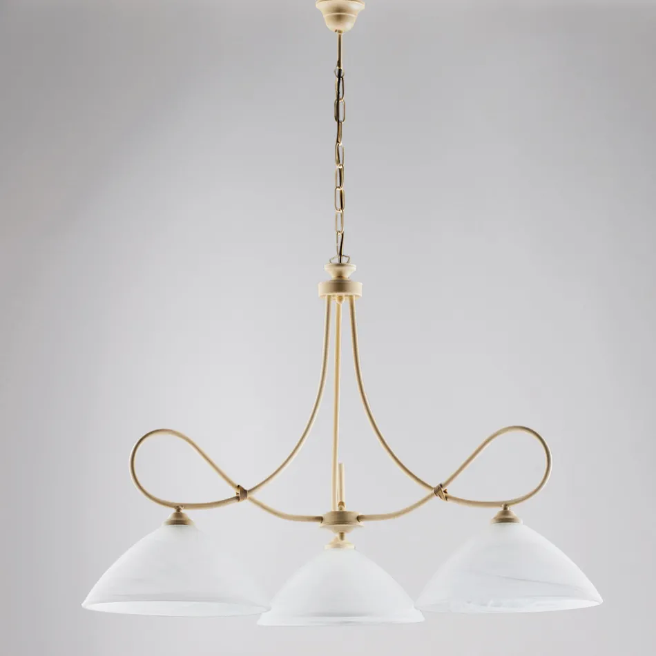 Una lámpara de araña de metal y cerámica blanca para realzar tu interior – Eclisse Viadurini