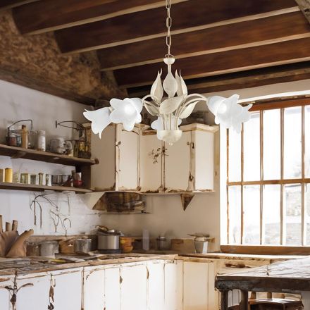 Lámpara de araña de metal y cristal para iluminar interiores refinados – Sirio Viadurini