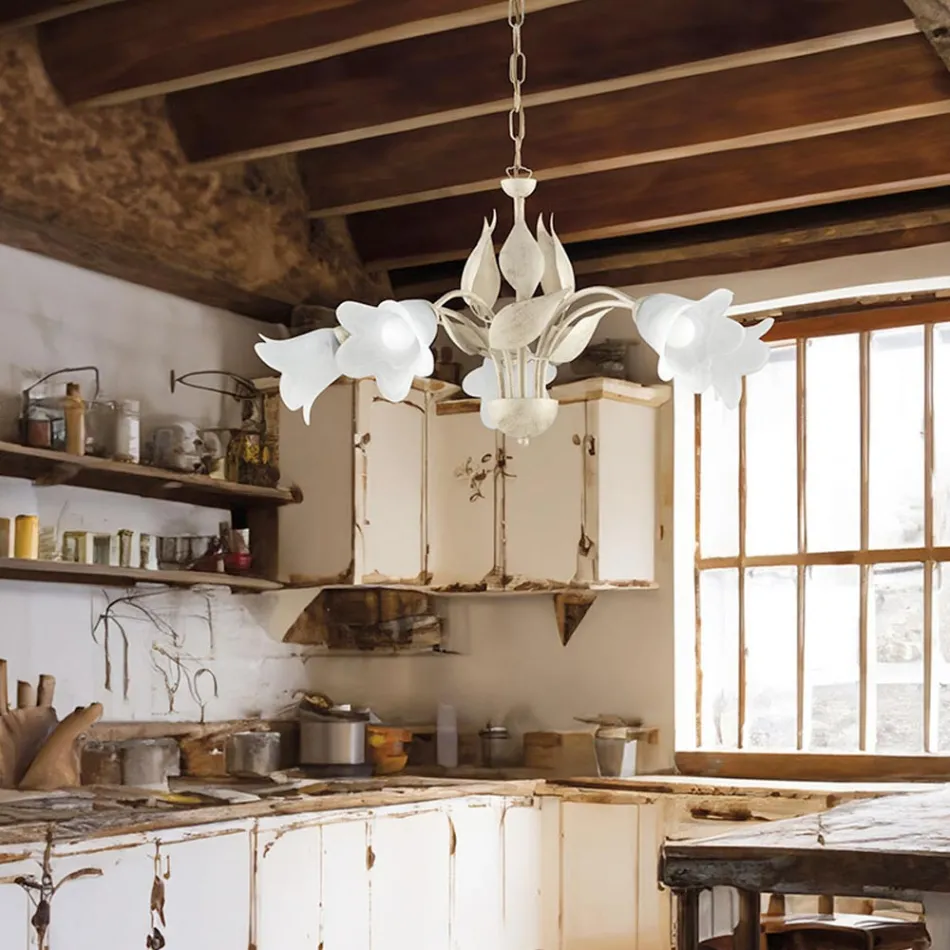 Lámpara de araña de metal y cristal para iluminar interiores refinados – Sirio Viadurini