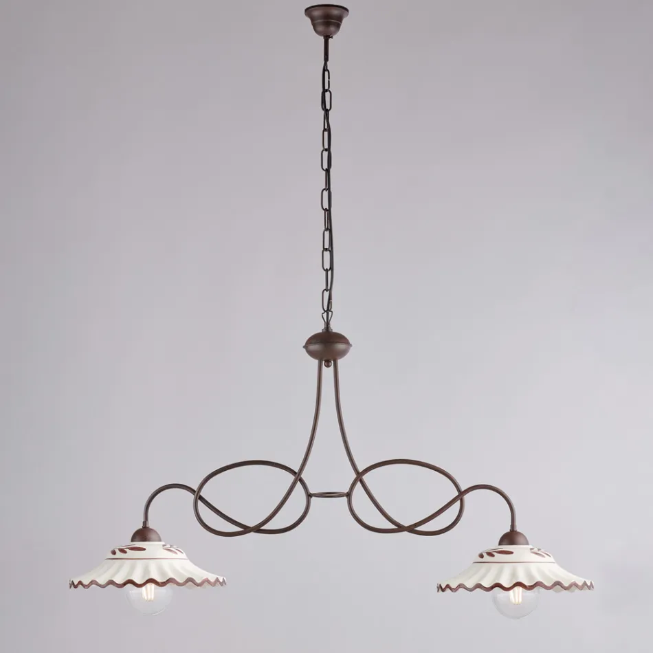 Lámpara de araña de cerámica blanca de metal con 2 luces para uso interior - Polaris Viadurini