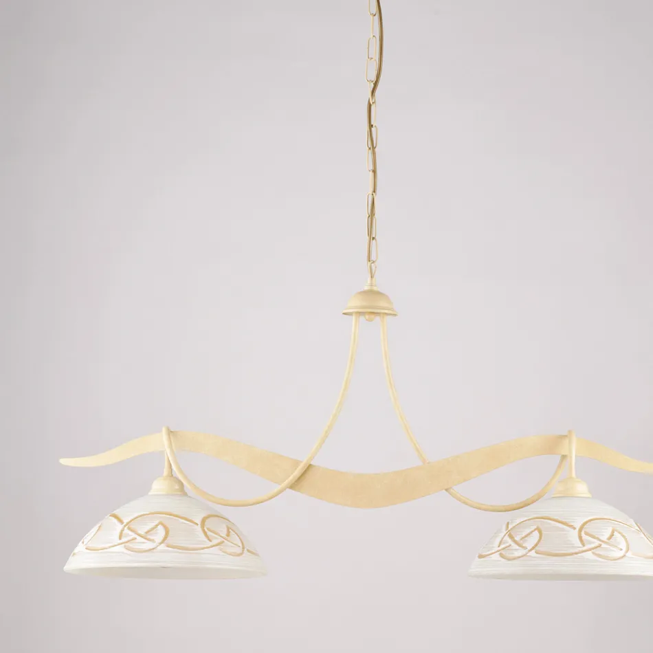 Lámpara de araña de metal y vidrio de dos luces para iluminación interior - Musca Viadurini