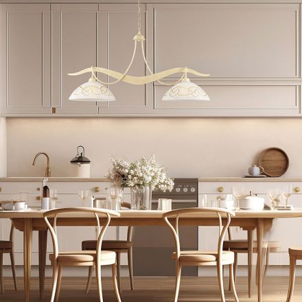 Lámpara de araña de metal y vidrio de dos luces para iluminación interior - Musca Viadurini