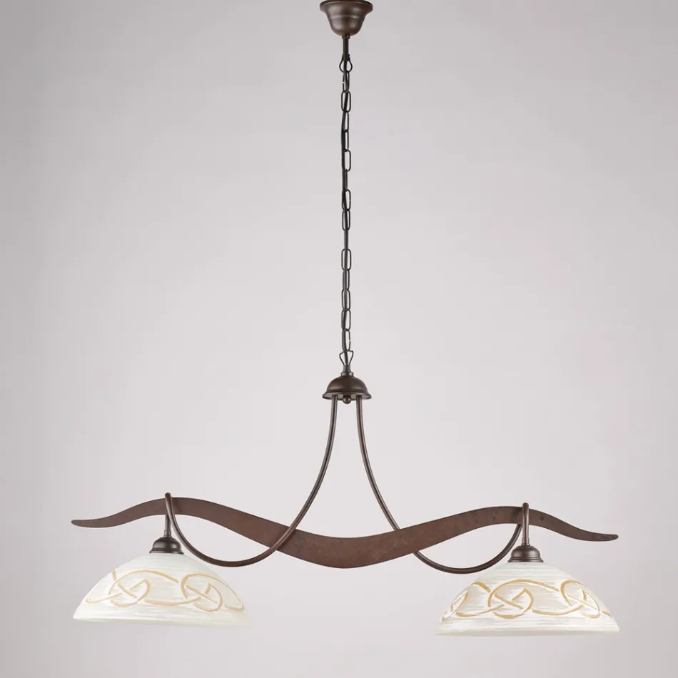 Lámpara de araña de metal y vidrio de dos luces para iluminación interior - Musca Viadurini