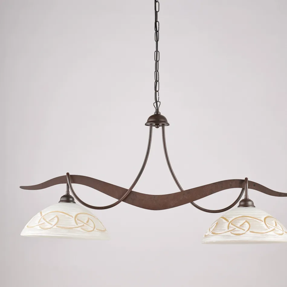 Lámpara de araña de metal y vidrio de dos luces para iluminación interior - Musca Viadurini