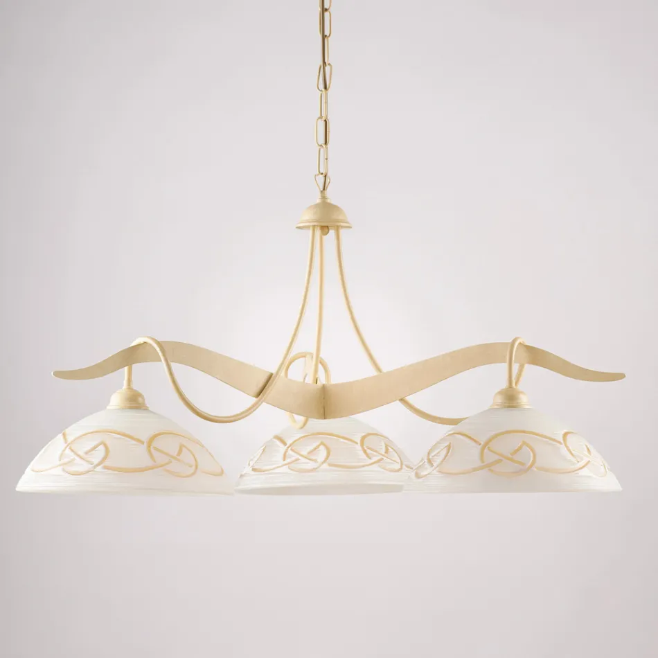 Lámpara de araña de 3 luces de cristal y metal para iluminación interior - Musca Viadurini